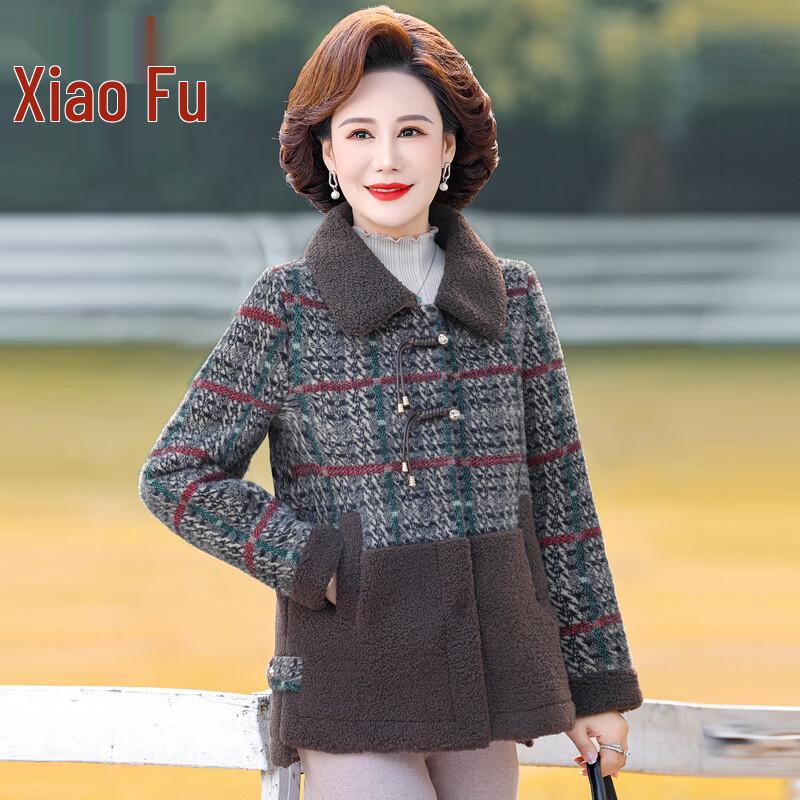 

Xiaofu Women s 2025 Autumn/Winter Thick Plaid Wool Blend Padded Coat 3XL