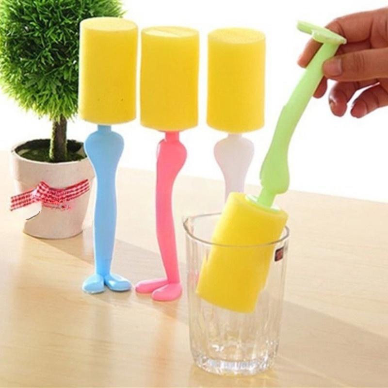 1pc Sponge Bottle Cup Brush Glass Tube Cleaning Washing Kitchen Handle Cleaner