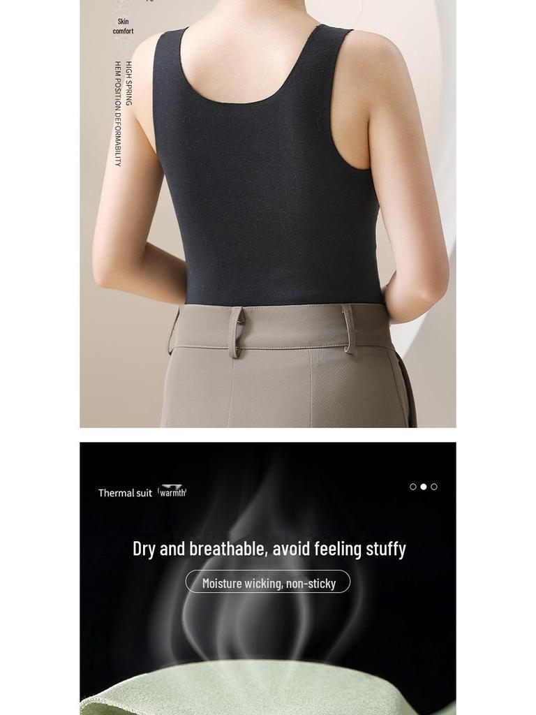 German Velvet Self-Heating Thermal Vest with Chest Pad - Silk Cashmere, Double-Sided, Thickened for Warmth