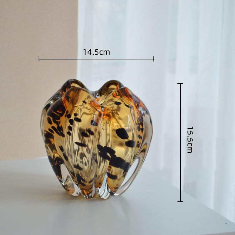 Průhledná Skleněná Váza Skvrny s Leopardím Vzorem Váza na Květiny Hydroponie Terárium Doplňky pro Aranžování Květin Domácí Dekorace