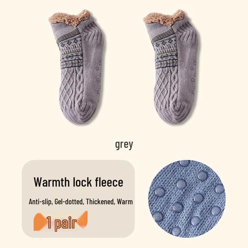 Women s Fleece-Lined Mid-Calf Socks - Cozy Plush Sleep Floor Socks for Autumn and Winter 37-41 серый