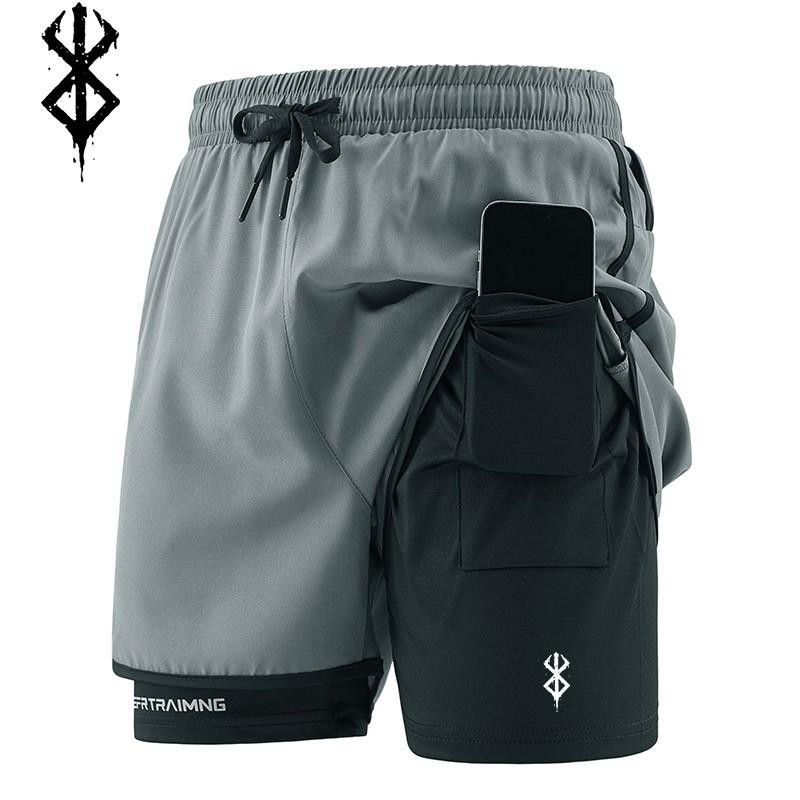 Men Summer Shorts Running Sports 2 in 1 Quick Dry Workout Training Gym Fitness Jogging Shorts Pants