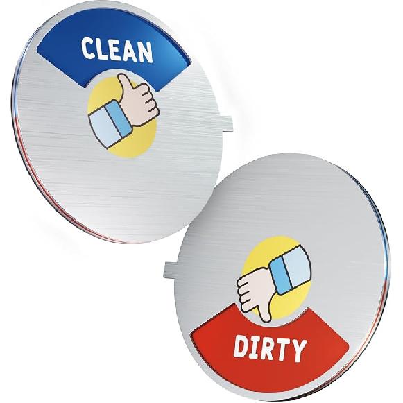 Dishwasher Magnet Clean Dirty Sign, Non-Scratch Soft Magnet and Adhesive Attachment Option, Cute Expression Design, Clean Dirty Dishwasher Sign Silver / Thumb Up