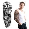S.A.V.I Full Arm Tattoo Sleeve for Men and Women - Broken Clock, Lion, Wolf Design - Temporary Sticker, Size 48x17CM