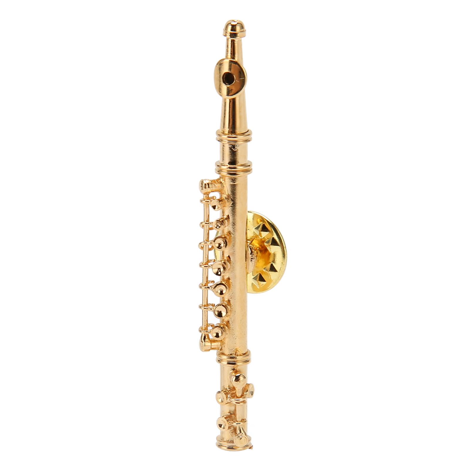 

Flute Brooch Pin Fashion Elegant Gold Mini Musical Instrument Brooch with Red Velvet Lined Instrument Case for Gifts