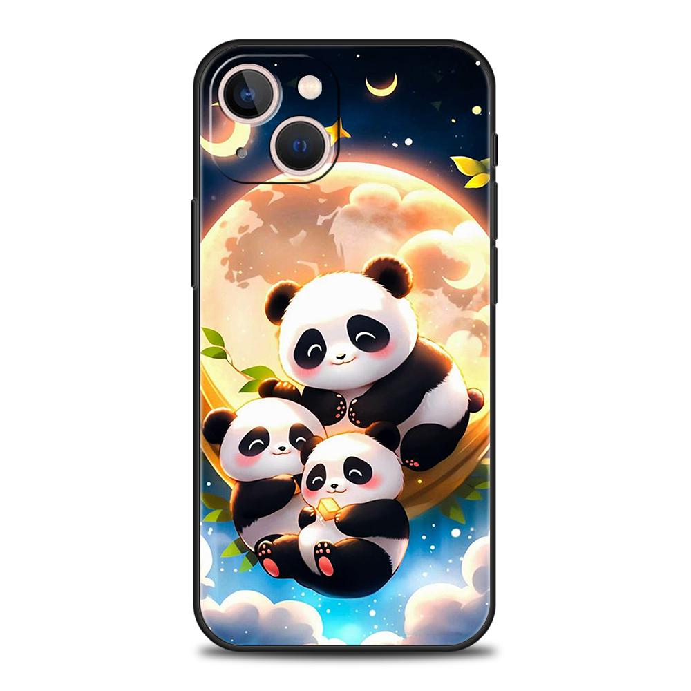 Cartoon Lovely Panda Phone Case for iPhone 16 15 14 13 12 Pro Max 11 Pro Max 7 8 Plus XS XR Shockproof Soft Shell Capas