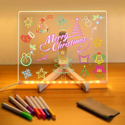 LED Notiztafel mit Farben, Leuchtende Acryl-Nachrichtentafel, Acryl-Trocken abwischbare Tafel mit Licht, Leuchtende Zeichenplatte für Zuhause