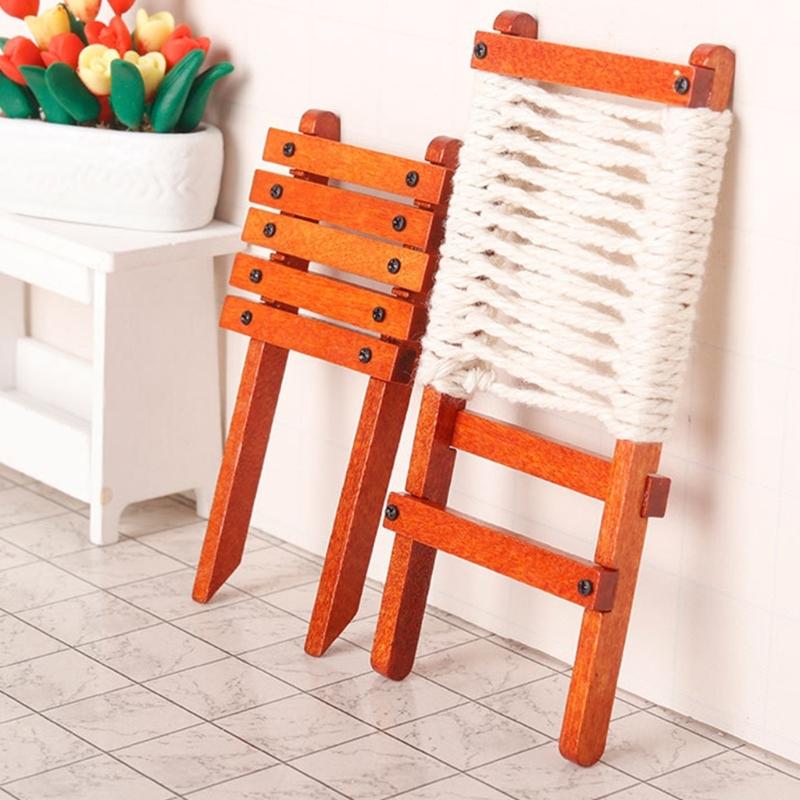 Doll House Zakka Chair Model Realistic Dollhouses Folding Chair Realistic Play Chair Realistic 1:12 Model Mini Size Toy
