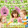 The Frog of Keroppi Birthday Party Decorations, Cartoon Big-Eyed Frog Theme Birthday Supplies set with Happy Birthday Banner,Cake Toppers,Balloons