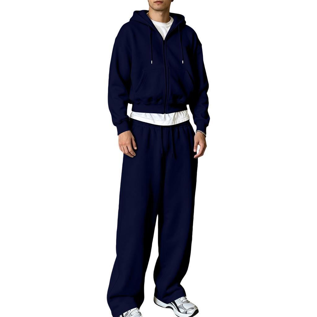 Ensemble Sweat à Capuche zippé et Pantalon de Jogging assortis pour Tenue Casual d'Hiver