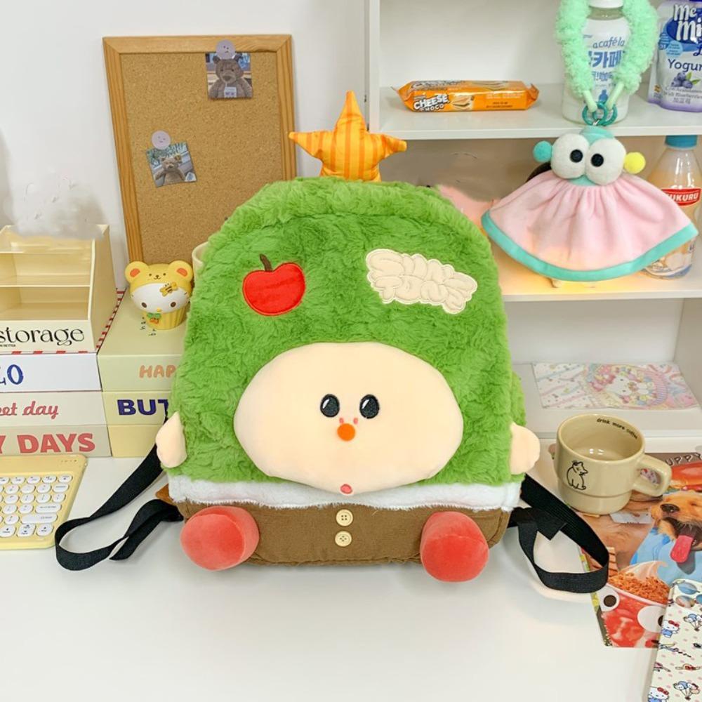 

Casual Cartoon Fluffy Backpack 3D Doll Plush Shoulder Bag Creative Student’s School Bag Girls Style2