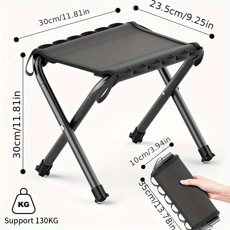 Lightweight Portable Folding Stool Aluminum Frame, Black Mesh Seat for Outdoor Camping, Fishing, Picnics & Hiking