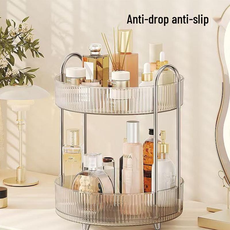 Transparent Rotating Cosmetic Storage Rack for Bathroom & Dressing Table