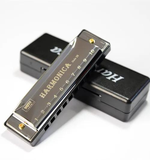 

10-луночный ключ C Blues Harmonica, музыкальный инструмент, обучающая игрушка с футляром H4GF серебряный