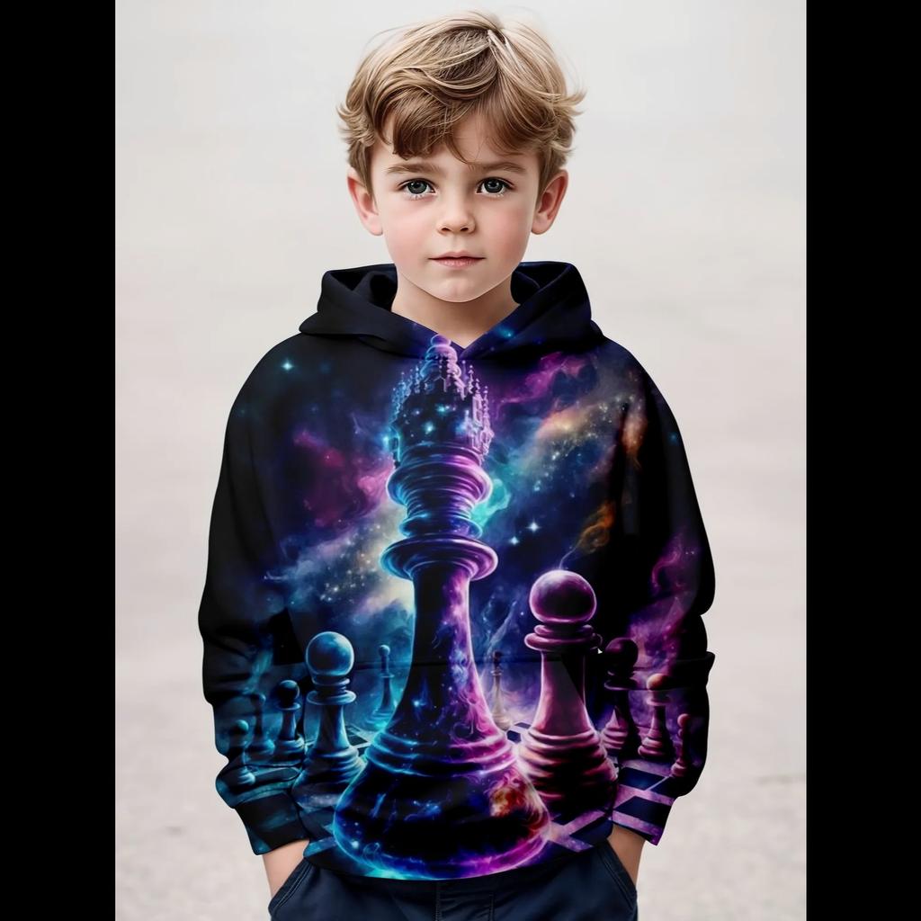 Ubrania dla dzieci Chłopięce bluzy z kapturem z długim rękawem Modny nadruk w szachownicę Odzież dziewczęca Ubrania dziecięce Wiosna Jesień Odzież dziecięca Pulower