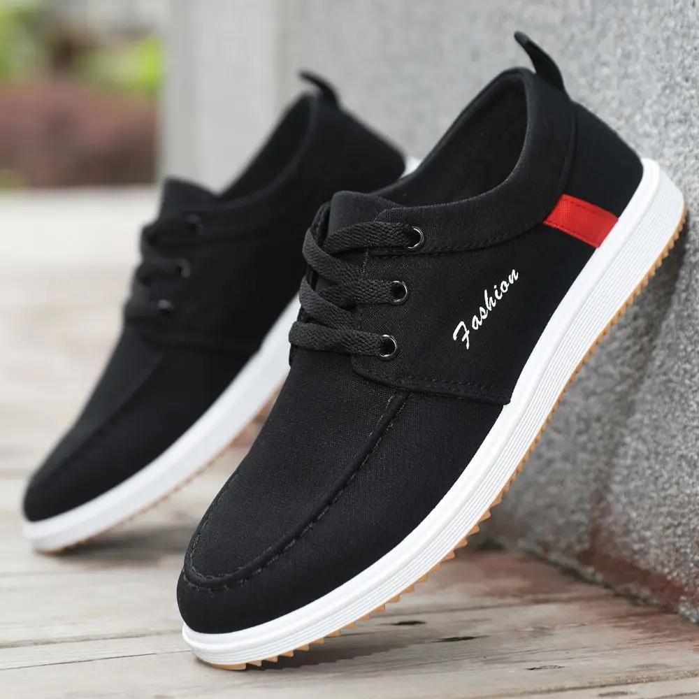 Mode Sneaker Mokassin Junge Studenten Freizeitschuhe für Herren Schwarz Canvas Im Angebot Ausverkauf Herrenschuh Klassisch Original Erwachsene Angebote