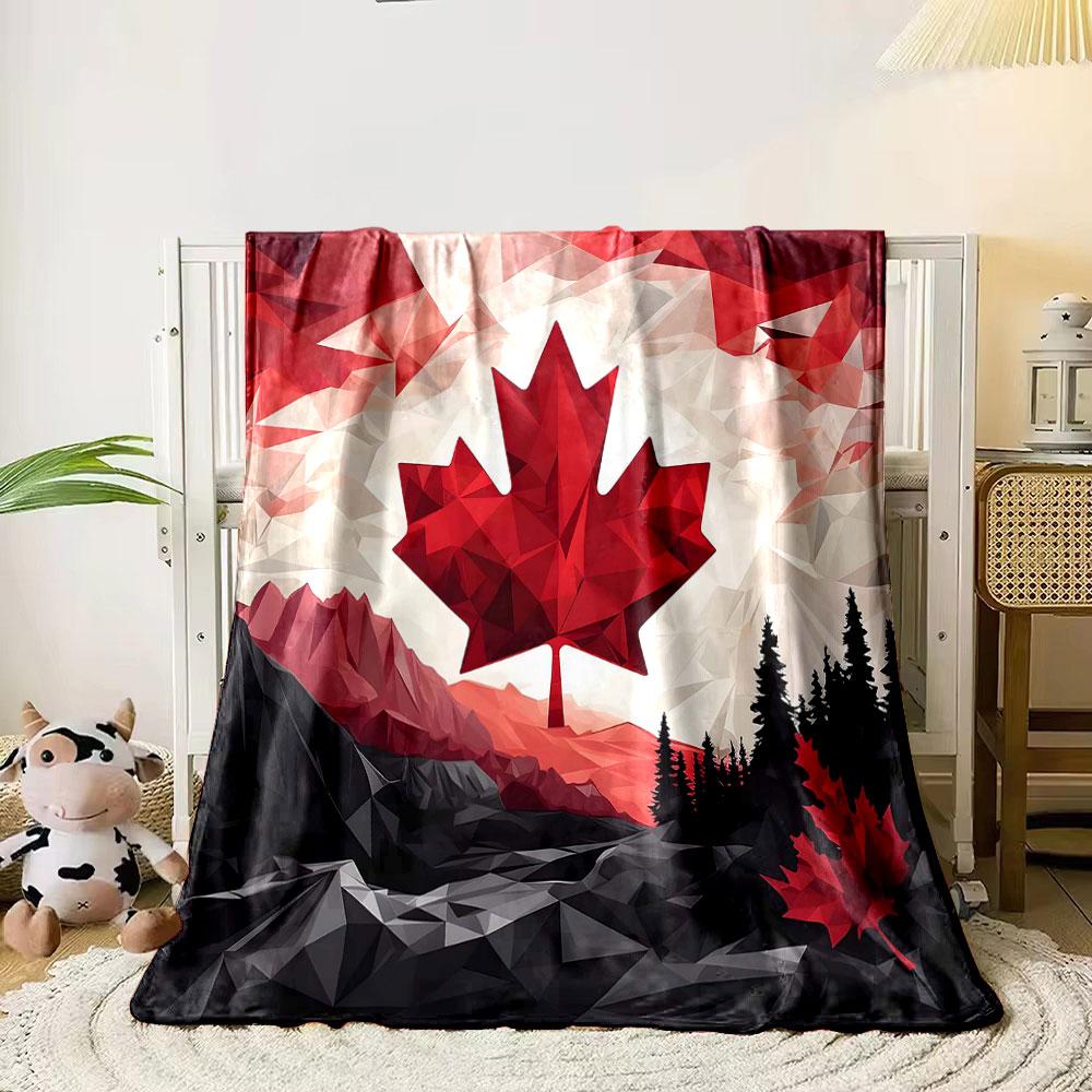 Geometric Maple Leaf Landscape print blanket soft and cozy perfect for the living room bed sofa or a nap,gift