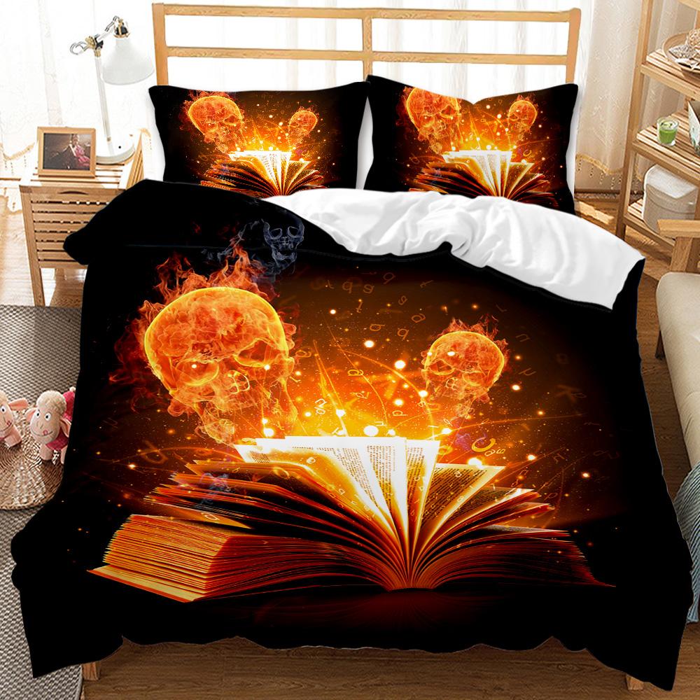 Magic Book Duvet Cover Set Blue Background Romantic Comforter Cover King Queen Size For Kids Boy Girl Teen Polyester Bedding Set