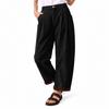 Women's Casual Corduroy Wide Leg Pants, High Waist Pleated Trousers with Back Elastic Waist and Cuffed Hem for Everyday Wear