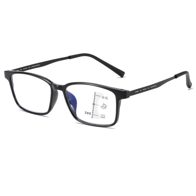 Retro Multifocal Reading Glasses Men Women Anti Blue Light Finished Square Presbyopia Eyewear TR90 Far Near Diopter Eyeglasses