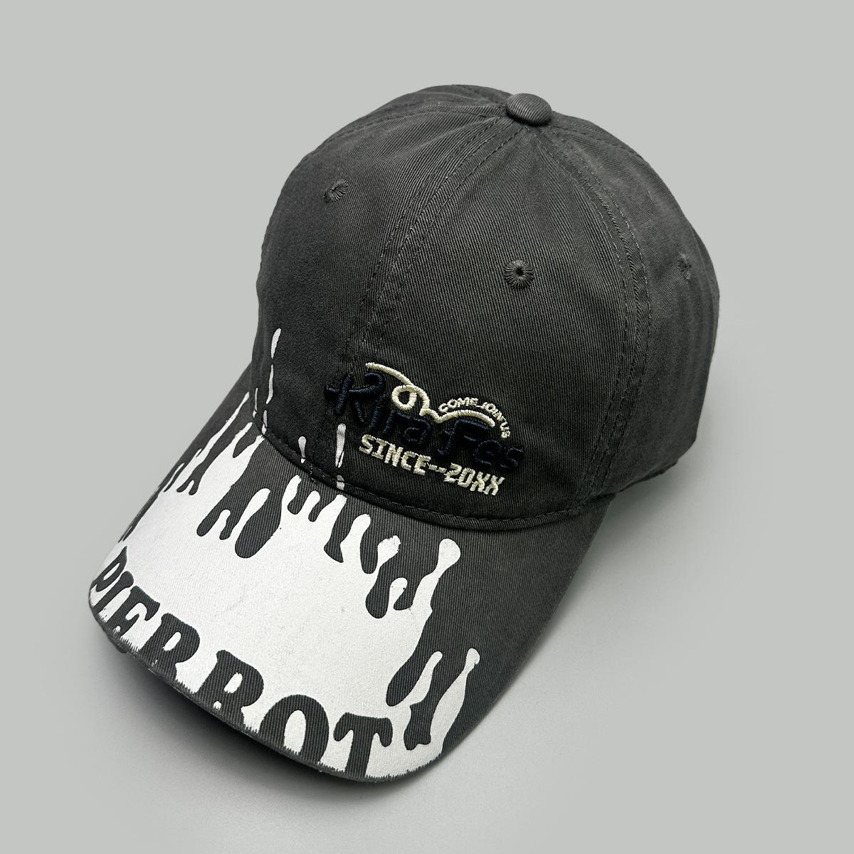 Four Seasons Personality Niche Water Pattern Embroidery Alphabet Baseball Cap Men S And Women S Shade Design Fashion Cap 52-60cm серый