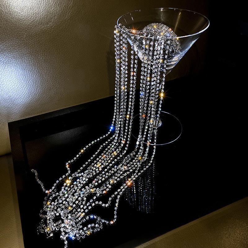 Molans Shine Hairpin Full Rhinestone Hairpins for Women Long Tassel Crystal Hair Accessories Wedding Banquet Jewelry