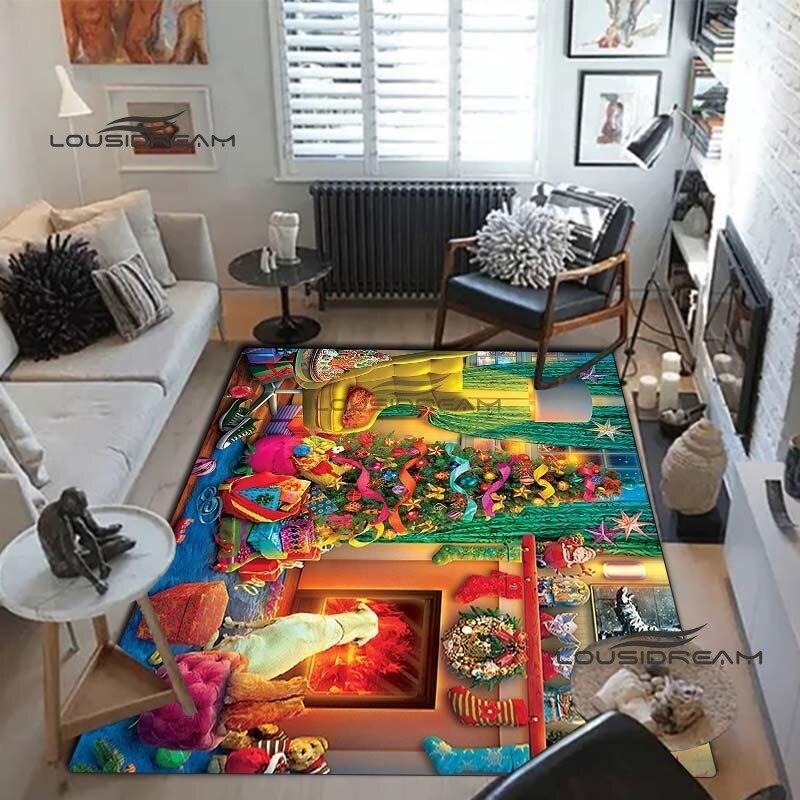 Weihnachts-Weihnachtsmann-Teppiche und Vorleger, Winter-Schnee-Teppich, Bodenmatte, Wohnzimmer, Schlafzimmer, großer Bereich, weicher Teppich, Kinderzimmer-Teppich