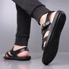 Summer Rome Men Gladiators Black Buckle Strap Patent Leather Casual Shoes Breathable Beach Sandals Outdoor Slippers