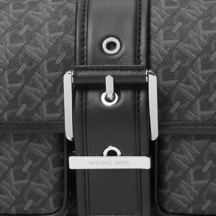 Michael Kors Mk Colby Series Ikonický potisk loga Plátěná taška přes rameno Střední Dámské tašky Černá 30S4SBAL2V-BLACK