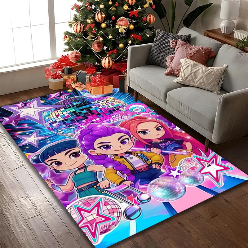 Kpop Dämonenjäger Teppich Ideal für Lesezimmer, Mehrzweck-Bürostuhl Sofa Teppich, Rutschfester Bedruckter Heimteppich