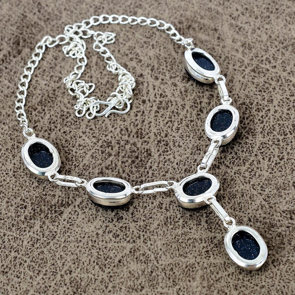 Black Onyx Gemstone Handmade 925 Sterling Silver Jewelry Necklace 18" KKG-407