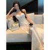 French Heavy Industry Lace Splicing Fishbone Suspender Women's Beautiful Waist Skinny Dress Long Skirt Dress Women's Summer