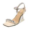 Rhinestone Shoes Stiletto Square Toe Strap Stiletto Slippers