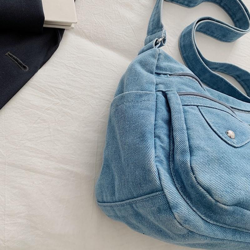 Dámská džínová taška Velkokapacitní crossbody taška Cestovní nákupní taška