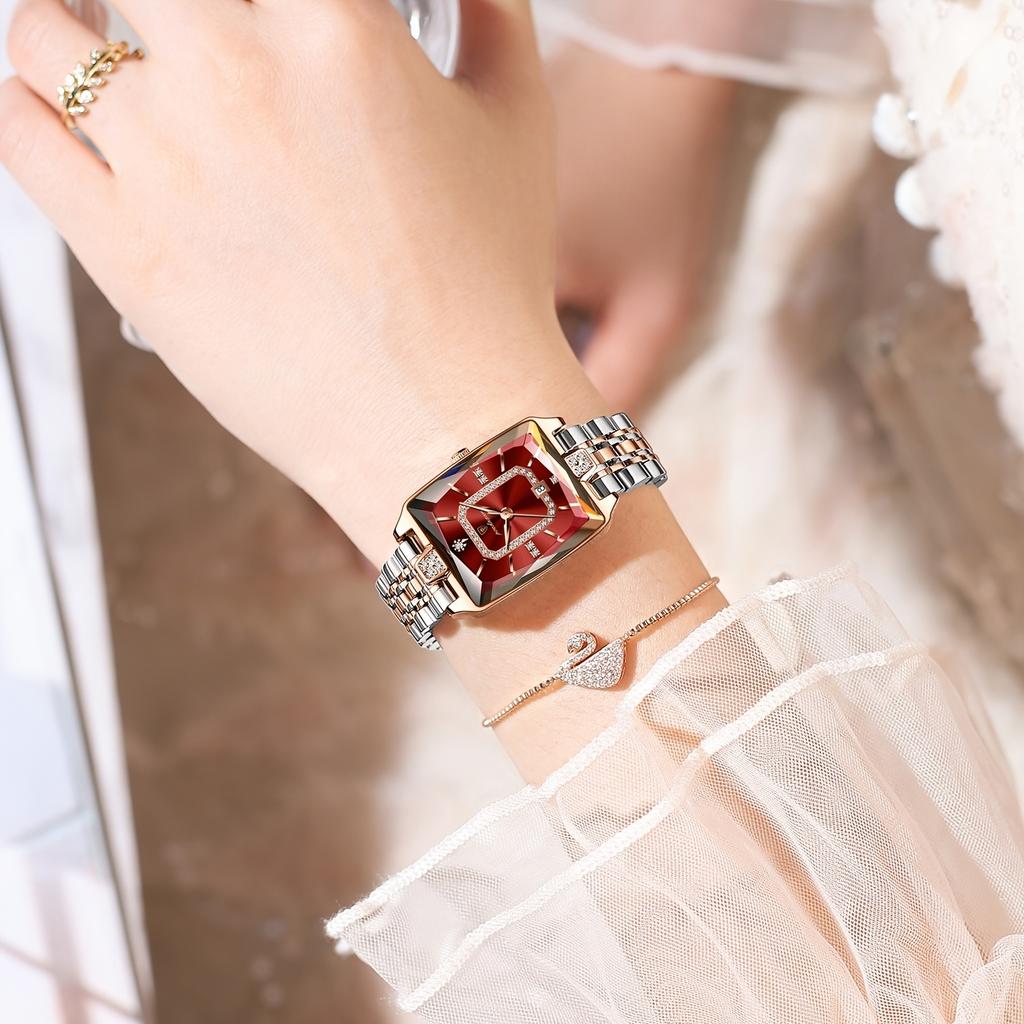 Luminous Calendar Stainless Steel Ultra-Thin Square Watch Fashion Trend Leisure Easy Korean Luxury Ladies Quartz Wristwatch