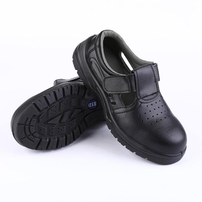 Herrenmode Stahlkappenschuhe Arbeitsschuhe Weichleder Weiß Sicherheits-Sandalen Sommer Arbeiter Sicherheitsstiefel Atmungsaktives Schuhwerk Männlich