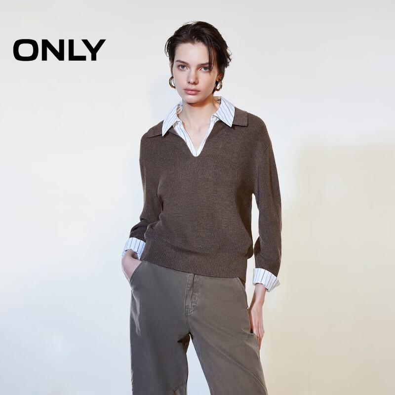 ONLY Women s Colorblock Faux Two-Piece Knit Sweater XS