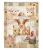 Farm Baby Animals Patchwork Blanket Cow Pig Lamb Foal Chicken Sunflower