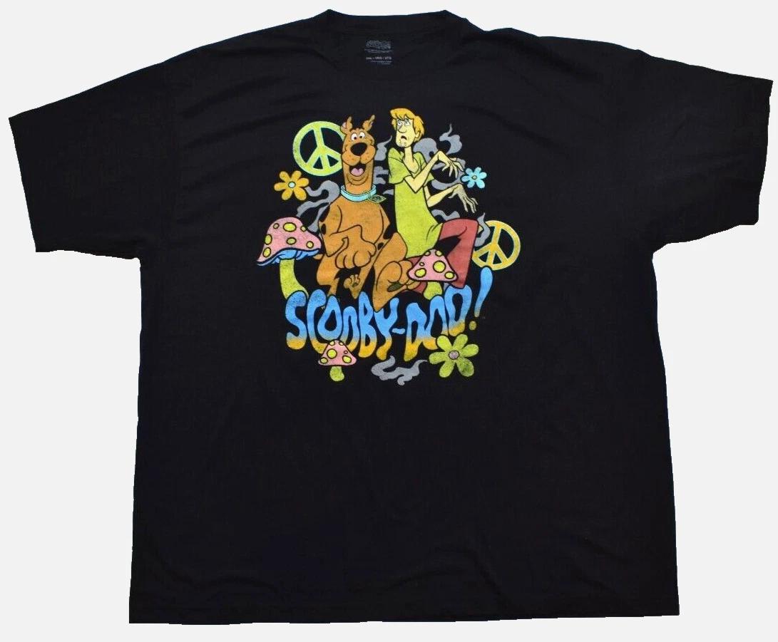Scooby-Doo! Mens Scooby Doo & Shaggy Peace Mushrooms Black Shirt New 3XL 3XL