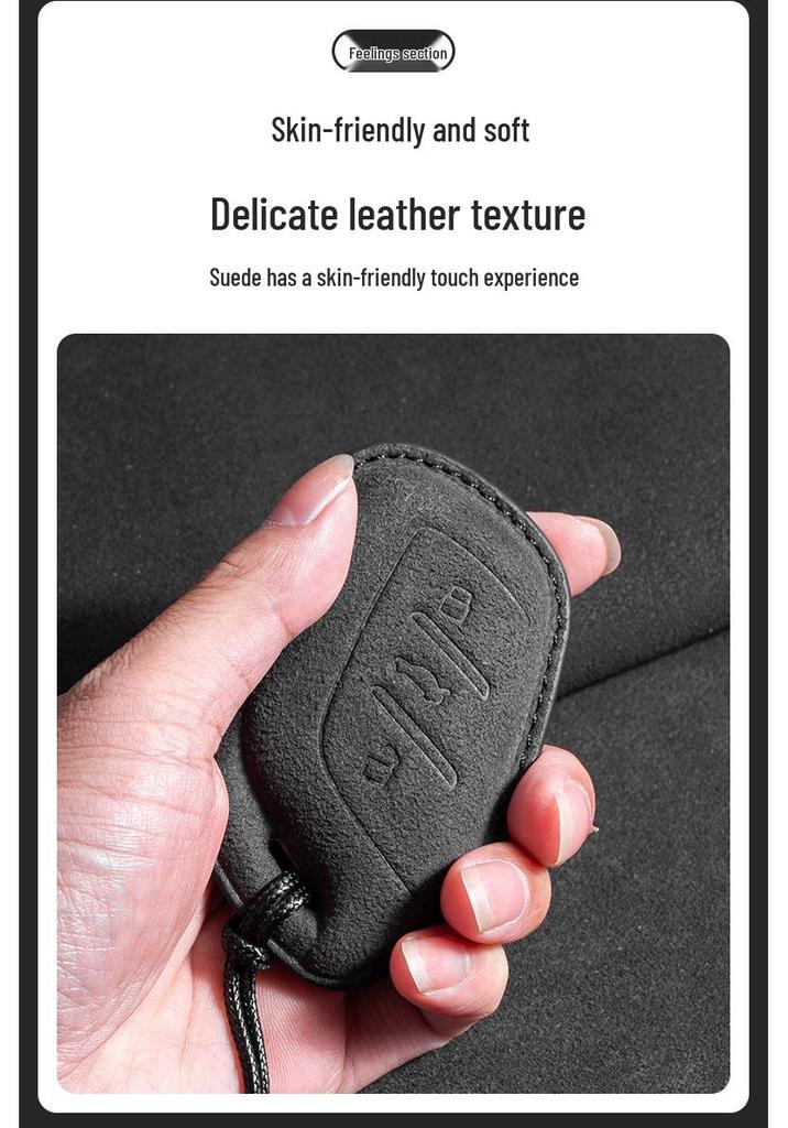 MG Car Key Case for MG5, ZS, MG6, MG4-6: Suede Shield & Buckle Style