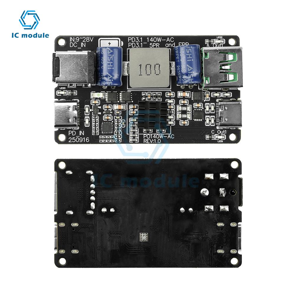 PD 140W Hochleistungs-DC-Abwärtswandler Dual-Port Schnelllade-Modul Typ C USB-Ladegerät mit voller Protokollunterstützung (PD3.1/QC4+/PPS)