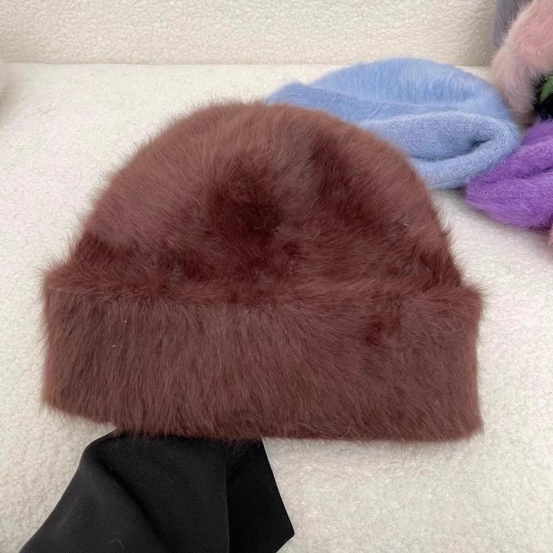 

15 цветов, мягкие шапки из меха кролика, зимняя шапка для женщин, роскошная пушистая вязаная шапка-чепчик для женщин, осенне-зимняя теплая шапка-чепчик 54-58cm
