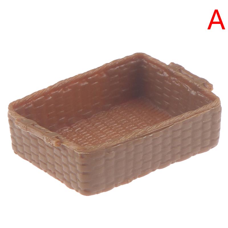 Mini 1pcs 1:12 Dollhouse Rattan Resin Frame Hand-woven Vegetable Food Storage Basket Dolls Dinning Room Decoration Props