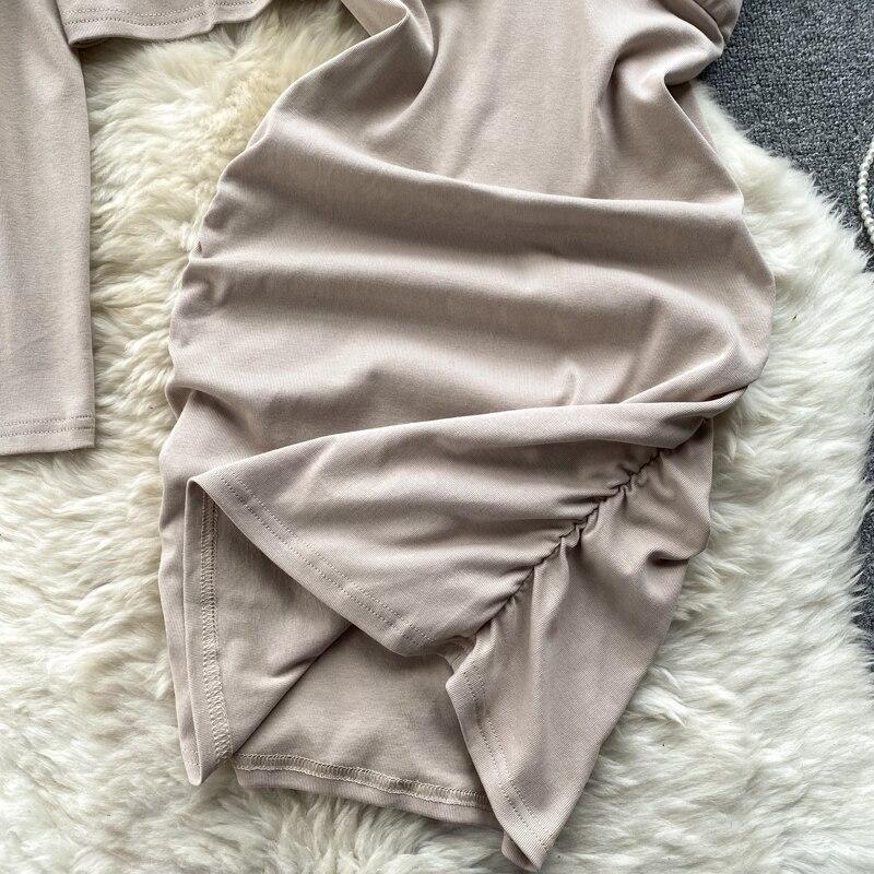 Autumn Small Fragrant Wind Retro Row Of Short Top + Hanging Neck Halter Wrap Hip Dress Two-Piece Set