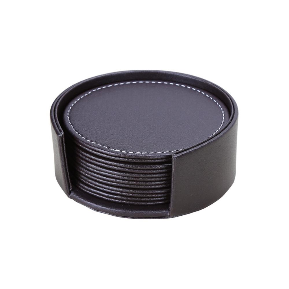 

6Pcs Business Tea/Coffee Cup Pad Non-slip Round/Square Drink Mat Dining Mat Leather Coaster Kitchen Coffee Round