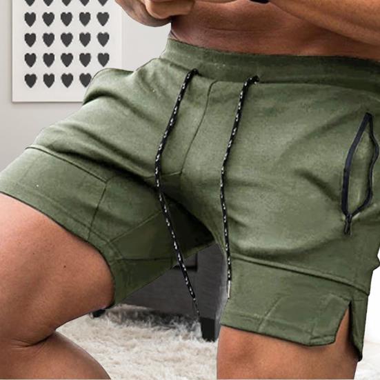 Shorts Zipper Pockets Drawstring Closure Men Mid Rise Sport Shorts for Jogging