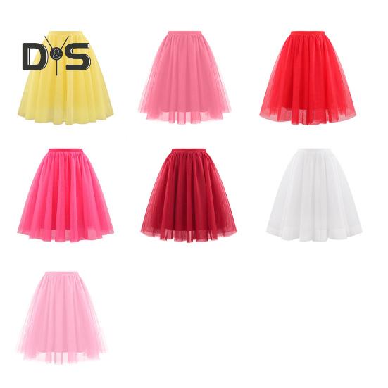 Damen Retro Ballettrock Elastischer Hoher Taille 3-Lagen Tüll Petticoat Tanzrock Karneval Cosplay Tutu Rock