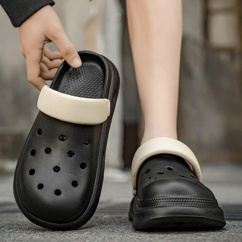Mens And Women'S Couple Style Outside Slide Shoes, Summertime Anti-Skid Closed-Toe Sandal Shoes, Thick-Soled Outside Beach Footwear, Sandal Shoes