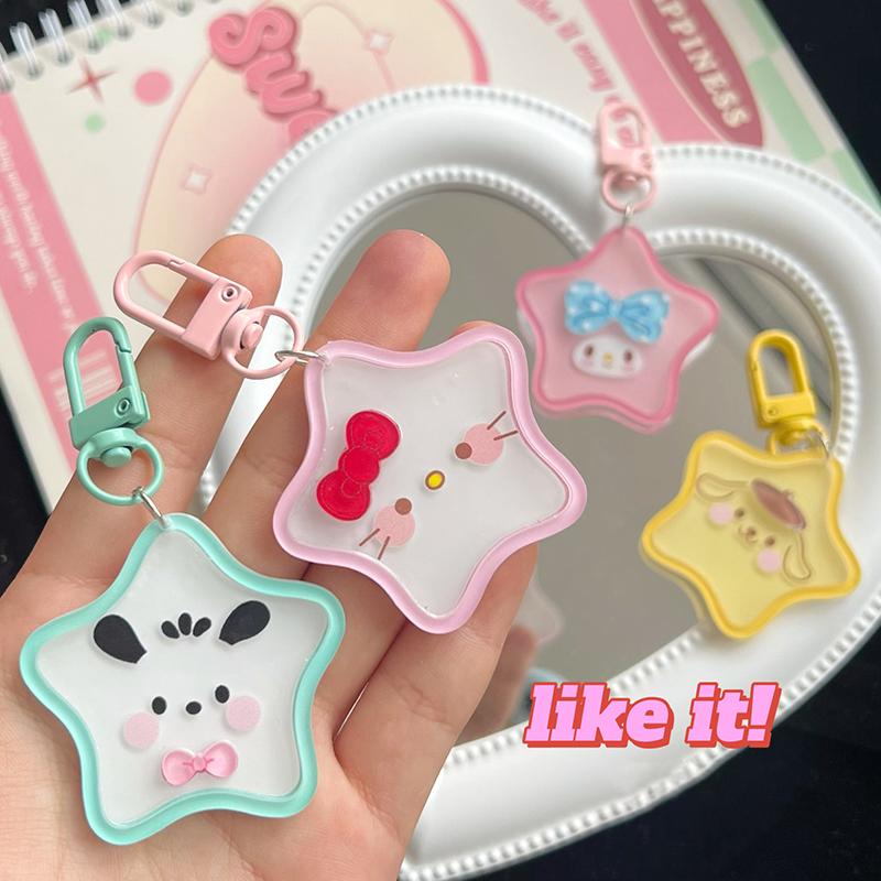 Cute Cartoon Sanrio Star Acrylic Keychain Ins Sweet Girl Schoolbag Pendant Keyring Friend Gift