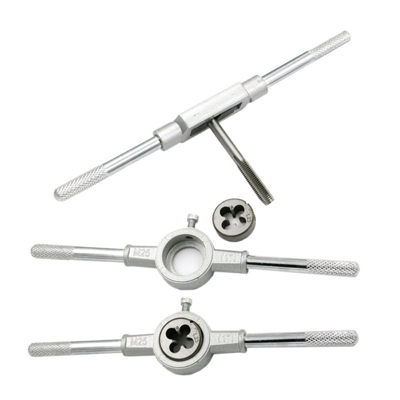 Adjustable Taps Dies Taper Drill Threading Kit Wrench Metric Screw Tools M6/7/8/10/12 for Wood Plastic Soft Metal Steel